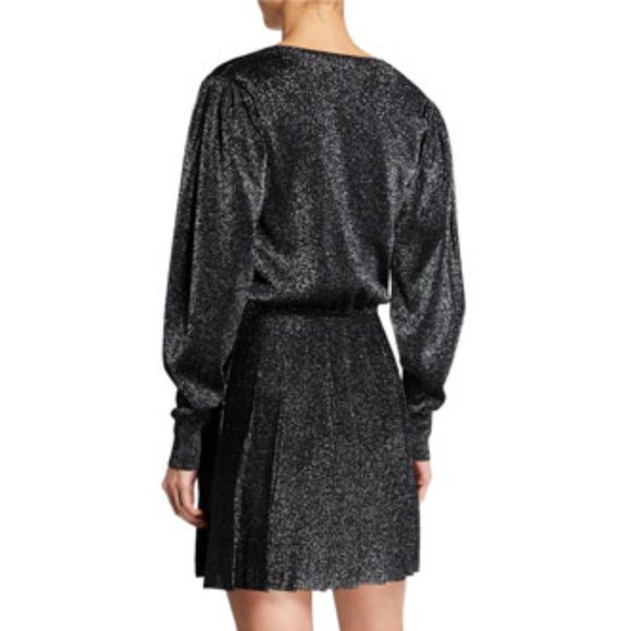 Cushnie $1,195 Metallic Pleated Blouson Knit Dress - Picture 3 of 7